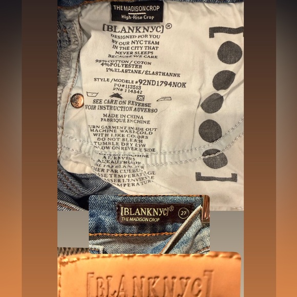 Blanknyc The Madison Crop Denim Jeans, size 27 - Picture 3 of 7